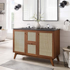 Modway - Soma 48" Meuble de salle de bain à double lavabo - Noir noyer-Poignées de porte en métal