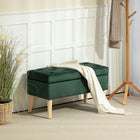 HOMCOM - Banc ottoman de rangement rembourré - vert foncé-Un espace de rangement caché sous le couvercle garde couvertures et coussins bien rangés   