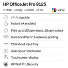 HP - Imprimante multifonction HP OfficeJet Pro 9125 - blanc-Inclut imprimante, cartouches de démarrage, cordon et documentation
