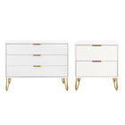 Manhattan Comfort - Dumbo table de chevet moderne à 2 tiroirs et commode à 3 tiroirs - blanc - ensemble de 2-Commode de chambre moderne-contemporaine avec une touche de glamour comprenant une commode standard et une table de nuit 2.0