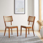 Modway - Caledonia Tissu tapis Chaise à manger Ensemble de 2 - Noyer beige-Siège rembourré en tissu
