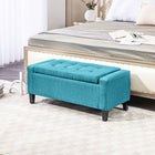 HOMCOM - Banc de rangement avec pouf à dessus rabattable - vert-L'éponge à haute densité et la housse en cuir de lin de qualité supérieure lui confèrent une assise extra douce et confortable 