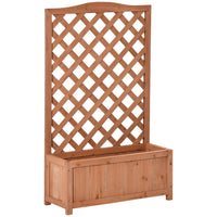 Outsunny - jardinière surélevée avec treillis pour plantes grimpantes - 28 po L x 11 po l x 46 po H -Beaucoup d'espace pour des plantes comme des légumes, des fleurs et des herbes 
