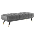 Modway - Adept 60" Performance Velvet Banc - Gris-Banc moderne du milieu du siècle de 60"
