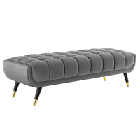 Modway - Adept 60" Performance Velvet Banc - Gris-Banc moderne du milieu du siècle de 60"