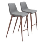Zuo - Magnus Tabouret de bar - Gris ardoise/Noyer - Ensemble de 2-Design ergonomique