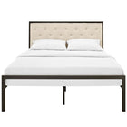 Modway - Mia Tissu Lit Queen, Brun beige-Capacité de poids : 441 livres
