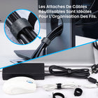 ShoppingAll - Plateau de rangement de câbles sous le bureau avec 10 attaches de câbles - Noir - Paquet de 4-7