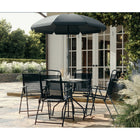 Flash Furniture - Ensemble de jardin couleur noire de 6 pièces avec table, parasol et 4 chaises pliantes-L'ensemble comprend une table, un parapluie et 4 chaises