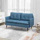HOMCOM - Canapé 55 po loveseat avec dossier capitonné à boutons - bleu-Convient au salon, au dortoir universitaire, au bureau à domicile ou à la chambre 