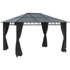 Outsunny - Auvent à toit rigide 13' x 10' - tonnelle de terrasse - gris foncé-Gazébo pratique au design haut et spacieux 