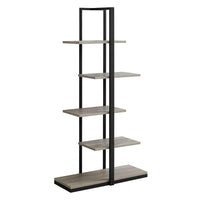 Monarch Specialties - 7232 60 po H Etagere - Taupe Fonce/Metal Noir-Tablettes ouvertes, fini en métal, MDF