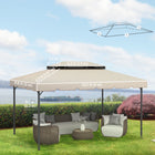 Outsunny - auvent de remplacement pour gazebo 13 pi L x 10 pi l, seulement la partie supérieure, beige-8 trous de drainage pour l'évacuation de l'eau
