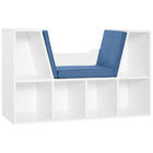HOMCOM - Bibliothèque à 6 compartiments avec coussin de siège - bleu-Cette bibliothèque élégante et stylée s’intègre parfaitement à votre décoration intérieure 