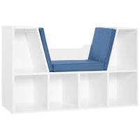 HOMCOM - Bibliothèque à 6 compartiments avec coussin de siège - bleu-Cette bibliothèque élégante et stylée s’intègre parfaitement à votre décoration intérieure 