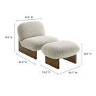 Modway - Loyal Tissu Boucle Chaise d’accent et ensemble ottoman - Noyer de River Rock-Esthétique douce avec des contours arrondis