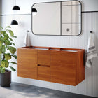 Modway - Scenic 48" Meuble de toilette de salle de bain compatible double lavabo (non inclus) - Noyer cerisier-Construction en mélamine