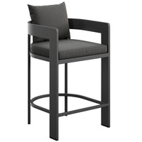 Modway - Tahoe Terrasse extérieure Aluminium pour patio Tabouret de comptoir - 36,5 po - Fusain-Cadre en aluminium