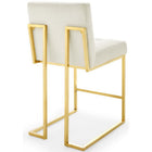 Modway - Privy Acier inoxydable doré Performance Velvet Tabouret de comptoir - Ivoire d’or - Ensemble de 2-Touffe élégante de biscuits