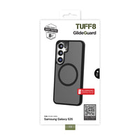 TUFF8 - Samsung Galaxy S25 - Étui Glideguard certifié Qi2 - Smokenoir-Couche antichoc : La couche antichoc étanche à l'air ajoute une protection supplémentaire contre les chutes accidentelles. Testé selon la norme MIL-STD jusqu'à 8FT