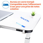 Motionwise - Bureau électrique assis-debout à moteur unique  série M1 Glass avec tiroirs pivotants - Blanc-Transition fluide grâce au moteur unique : Changez facilement de position grâce au système de moteur électrique fiable qui garantit des ajustements silencieux et sans effort