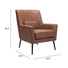 Zuo - Ontario Fauteuil d’appoint - Brun vintage-Garantie limitée de 3 ans