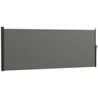 Outsunny - Store latéral rétractable - 13 pi x 5 pi - gris foncé-Le store de jardin avec revêtement PU UV30+ protège du vent, du soleil et des rayons ultraviolets
