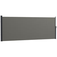 Outsunny - Store latéral rétractable - 13 pi x 5 pi - gris foncé-Le store de jardin avec revêtement PU UV30+ protège du vent, du soleil et des rayons ultraviolets
