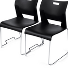 Global - Chaise jumelable empilable Duet, nocturne (noir)-Bâti robuste en acier soudé fini chromé