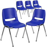 Flash Furniture - Chaise coquille marine ergonomique et empilable de la série HERCULES avec hauteur de siège de 16 po.-Ensemble de 5 chaises empilables polyvalentes