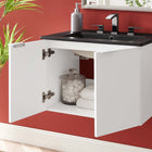 Modway - Maybelle 24" Vanité de salle de bain murale - Blanc Noir-Construction en mélamine
