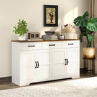 HOMCOM - Buffet 55,1 po L avec rangement - blanc-Comprend un kit anti-basculement pour plus de sécurité et de stabilité 