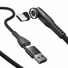 Statik - 360 Pro Câble de Charge/Sync Universel Magnétique 6.6 pi, Noir-Idéal pour Apple CarPlay et Android Auto : diffusez de la musique, écoutez des podcasts et utilisez votre GPS grâce à un transfert de données ultra-rapide de 480 Mo/s
