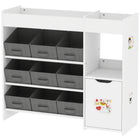 Qaba - Organisateur de rangement pour jouets avec 9 bacs amovibles - blanc-Conception à 4 niveaux, neuf boîtes offrent un espace de rangement organisé et spacieux  
