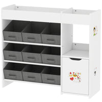 Qaba - Organisateur de rangement pour jouets avec 9 bacs amovibles - blanc-Conception à 4 niveaux, neuf boîtes offrent un espace de rangement organisé et spacieux  
