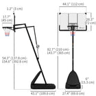 Soozier – Panier de basketball portatif avec panneau incassable de 44 po-Base supportant différents poids, améliorant la stabilité avec de l'eau ou du sable
