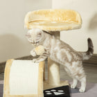 PawHut - arbre à griffer pour chat 18 po avec maison et jouet suspendu - beige-Les poteaux en sisal satisfont le besoin naturel de griffade de votre chat et protègent vos meubles des rayures 