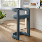 Modway - Winslow Performance Velvet Tabouret de bar - Cadet Blue-Rembourrage résistant aux taches