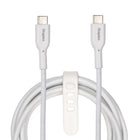 Staples - TECH Câble de chargement USB-C vers USB-C - 6,5 pi - blanc-Câble tressé durable et anti-enchevêtrement testé pour résister à jusqu’à 5 000 torsions