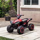 Aosom - VTT enfant 12 V à batterie avec musique, phares, vitesse élevée et basse - Rouge-Pneus résistants à l'usure 