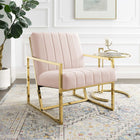 Modway - Inspire Chenal Touffé Performance Velvet Fauteuil - Rose-Rembourrage en velours polyester Performance