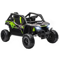 Qaba - Camion électrique 12V sous licence KAWASAKI TERYX KRX 2WD à chevaucher - noir-Sous licence Kawasaki avec deux moteurs, offrant une conduite puissante et authentique 
