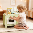 Qaba - Cuisine pour enfants avec 15 accessoires - vert-Fabriqué en MDF avec des bords arrondis pour la sécurité de votre enfant 