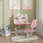Qaba - Table et chaise d’étude pour enfants, ensemble bureau et chaise réglable pour enfants - rose-Plateau réglable de 0 à 45° pour une bonne posture  
