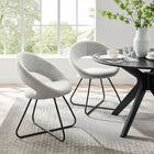 Modway - Nouvelle Tissu rembourré Chaise à manger Ensemble de 2 - Noir Gris clair-Chaises d’accent modernes