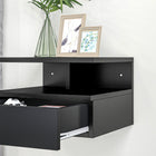HOMCOM - Tables de chevet flottantes avec tiroir et étagère ouverte - noir - lot de 2-Couleur : Noir