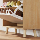 HOMCOM - Armoire à chaussures étroite avec 2 tiroirs basculants - blanc-Patins antidérapants protègent votre sol des rayures 