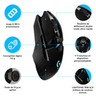 Logitech - Souris de jeu sans fil 910-005670 G903 Lightspeed, noir-Design ambidextre : la disposition des boutons configurable vous permet de régler pour une utilisation droitier ou gaucher ; personnalisez 6 à 11 boutons avec le logiciel de jeu G HUB