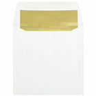 JAM Paper - Enveloppes d'invitation carrées doublées de feuille d'aluminium - 6 x 6 - blanches avec feuille d'or - Paquet de 25- Doté d'une finition en papier lisse et d'une doublure en aluminium brillant pour ajouter une touche de couleur à tout envoi