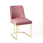 Modway - Amplify Base de traîneau Performance Velvet Chaises de salle à manger Ensemble de 2 - Rose Poussiéreuse d’Or-Chaise à base de traîneau